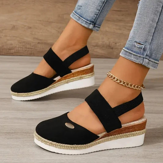 🔥HOT SALE 50% OFF🔥Closed Toe Strappy Low Wedge Sandals