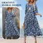 🌸Summer Sale -57% off🌸Women’s Elegant Floral Print V-Neck Long Dress