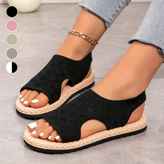 Women's Mesh Knit Open-Toe Flat Sandals
