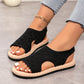 Women's Mesh Knit Open-Toe Flat Sandals