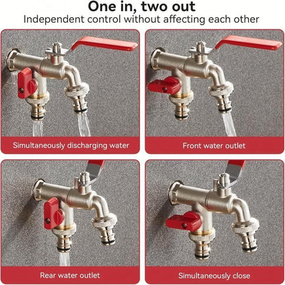 💥Biggest Sales - 50% OFF🔥Universal Stainless Steel Double Outlet Garden Water Faucet