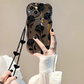 Black Rose Shockproof Wavy Case for iPhone 13–16 Series
