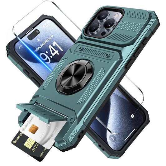 🏆Hot Sale 50% OFF⏳Card Holder & Ring Grip Full-Body Anti-Shock Case