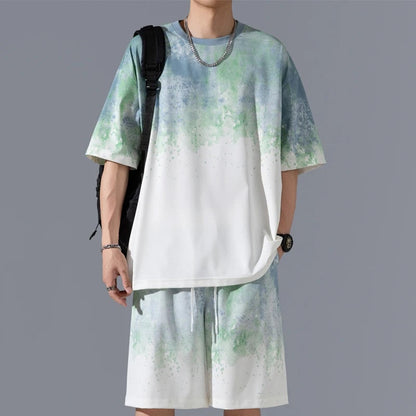 Men's Breathable Short-Sleeve Tops ＆ Shorts Tracksuits Set