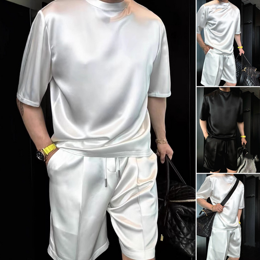 💎 50% OFF! 💎 Men's Casual Solid Top & Shorts 2-Piece Set – Loose Fit, Breathable Polyester & Functional Pockets 🌞👕