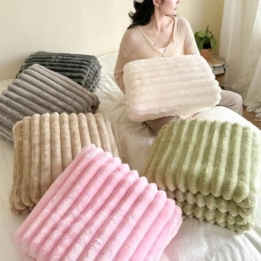 💫2025 Hot Sale🛏️Thickened rabbit plush&milk velvet cover blanket