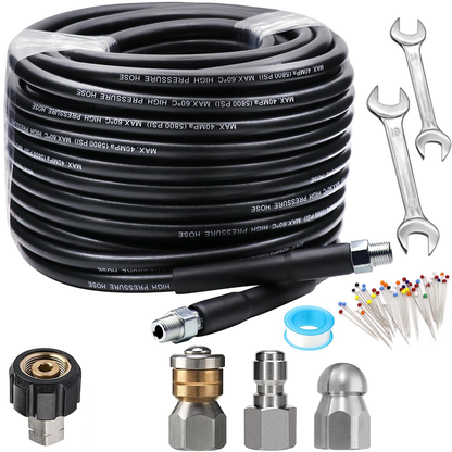 💦 50% OFF INSTANT! 🚿 5800PSI Sewer Jetter Kit - High-Pressure Nozzle & Hose for Clogged Drains/Pipes, Compatible with Most Pressure Washers 🔧📦