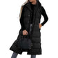 ❄️HOT SALE 50% OFF🔥🍂Women's Long Puffer Vest with Quilted Hood & Button Down Closure