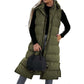 ❄️HOT SALE 50% OFF🔥🍂Women's Long Puffer Vest with Quilted Hood & Button Down Closure