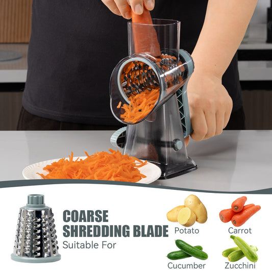 🎁 Hot Sale 49% OFF 🔥3 in 1 Rotary Cheese Grater Vegetable Slicer