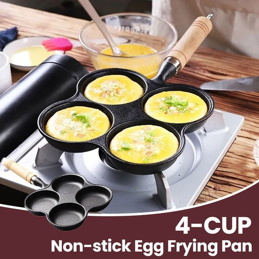 🏆Hot Sale⚡🍳Non-stick Egg Frying Pan, 4 Holes Skillet With Handle🍳