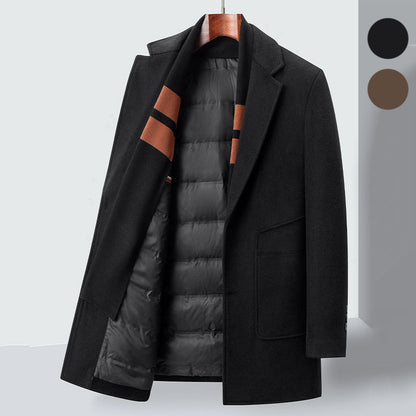 Men’s Premium Faux Wool Blend Coat with Quilted Lining