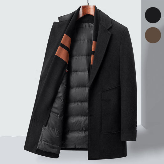 Men’s Premium Faux Wool Blend Coat with Quilted Lining