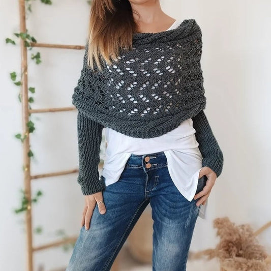 Knitted Cable Wrap Shrugs For Women