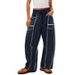 Womens Baggy Barrel Pants Wide Legs, Big Pockets, Zero Stress!