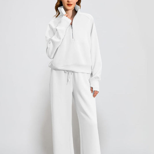 ✨Women's Oversized Half Zip Wide Leg 2 Piece Outfits Lounge Set(BUY 2 FREE SHIPPING)
