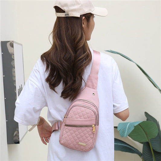 Multi-Pocket Lightweight Metal Zipper Chest Bag with Data Cable Hole