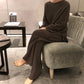 Women's Simple Vintage Split Hem Knit Set