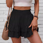 Solid Color Stretch Waist Layered Short Skirt