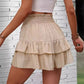 Solid Color Stretch Waist Layered Short Skirt