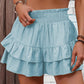 Solid Color Stretch Waist Layered Short Skirt