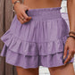 Solid Color Stretch Waist Layered Short Skirt