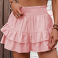 Solid Color Stretch Waist Layered Short Skirt