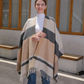 Women’s Plaid Tassel Open-Front Poncho Sweater