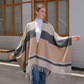Women’s Plaid Tassel Open-Front Poncho Sweater