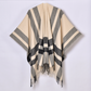 Women’s Plaid Tassel Open-Front Poncho Sweater