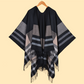 Women’s Plaid Tassel Open-Front Poncho Sweater