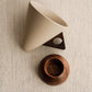 Vintage Coffee Mug with Wooden Handle & Saucer