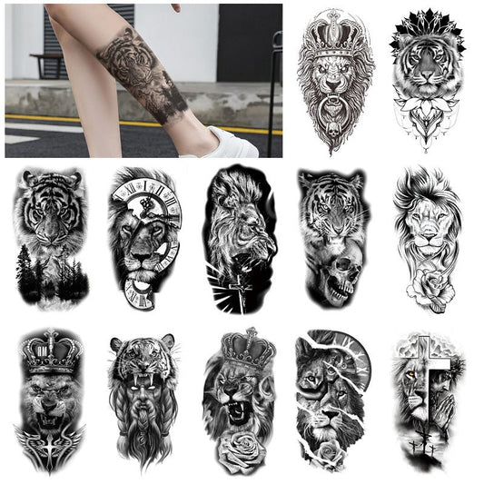 12 Sheets Forest Lion Temporary Tattoo