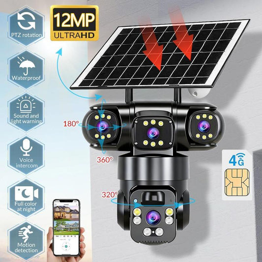 6K 9MP Outdoor Wi-Fi Security Camera | 10x Zoom, 3 Lenses, 360° PTZ | IP66 Waterproof, Color Night Vision, Two-Way Audio, Motion Tracking