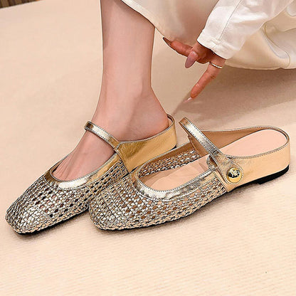 🌸NEW HOT SALE 50% OFF✨Women's Woven Square-Toe Mary Jane Mules