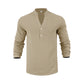 Men's Casual Linen Blend Henley – Breathable, Wrinkle-Free & Effortlessly Cool ✨