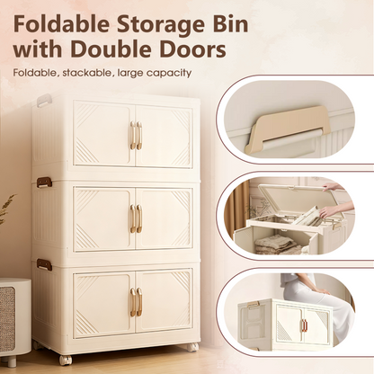 🔥 50% OFF! ✨ Foldable Storage Box with Lid – 1–5 Layers, Wheels & Magnetic Door | Stackable Organizer for Kitchen, Bathroom & Bedroom 🗄️