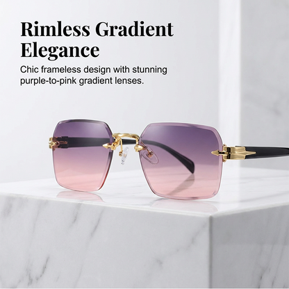 Rimless Rectangular Sunglasses for Men & Women
