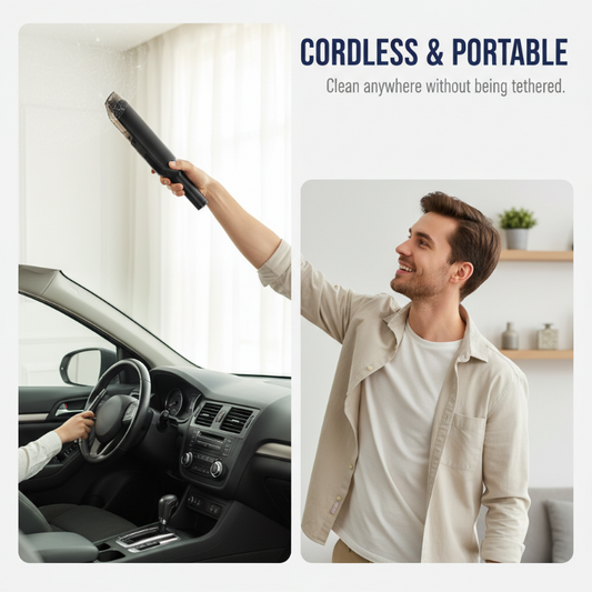 Car and Home Vacuum Cleaner 🧹 13,000 Pa suction power 💨 Long-lasting 4,000 mAh battery 🔋 Light as a feather (950 g) Ideal for removing pet hair 🐾