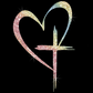 Glitter Heart Cross Car Decal Sticker