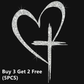 Glitter Heart Cross Car Decal Sticker