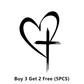 Glitter Heart Cross Car Decal Sticker