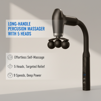 Long-Handle Percussion Massager with 5 Heads