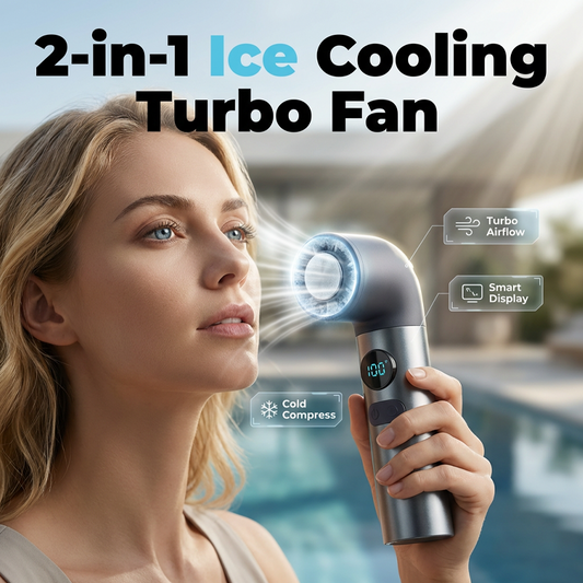 2-in-1 Handheld Cooling Fan with Ice Compress