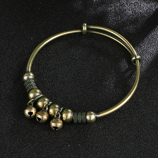 ✨ 50% OFF NOW! 🔔 Push-Pull Adjustable Bell Bangle – Vintage Brass & Comfort Fit – Charming Jingle & Artisanal Beads – Lightweight Daily Accessory 💫