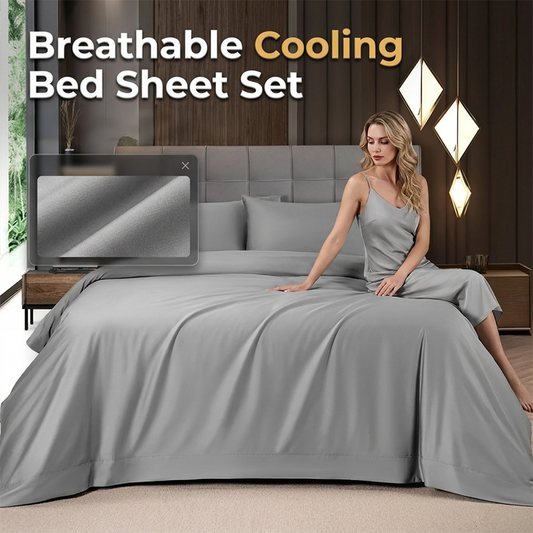 Breathable Solid Color Cooling Bed Sheet Set