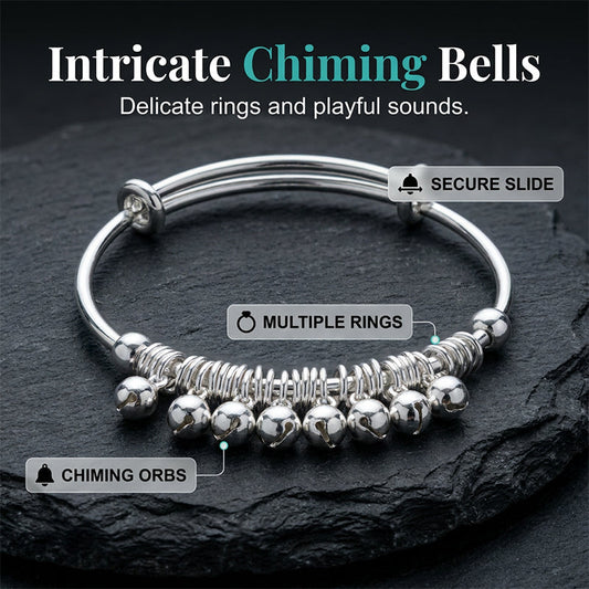 🏆LAST DAY SALE 50% OFF🔥Adjustable Silver Bell Charm Bangle Bracelet