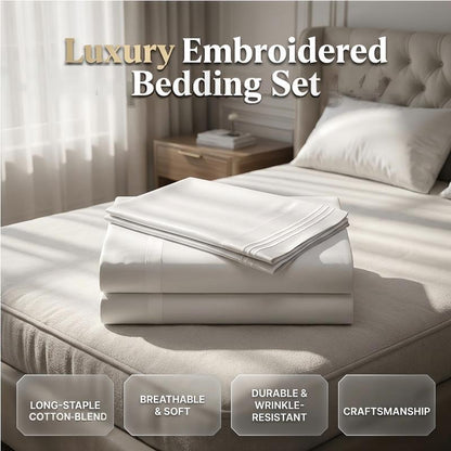📢📢 50% OFF🛏️ Luxury European Embroidered Bedding Set – Soft, Breathable Fabric & Elegant Bedroom Style