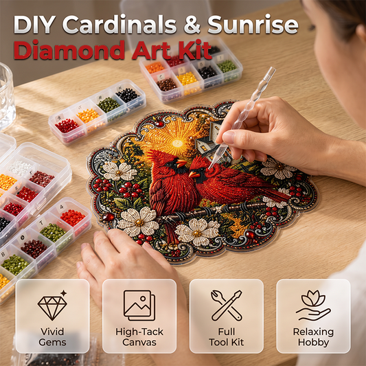 DIY Cardinals & Sunrise Diamond Art Hanging Kit