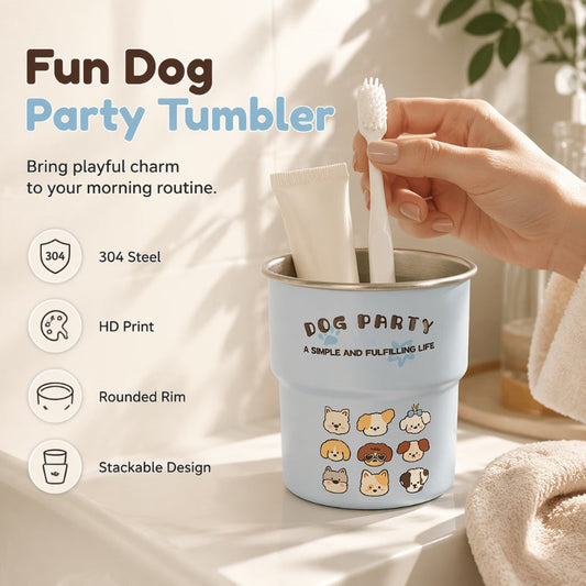 Cute Dog Party Stainless Steel Mouthwash Cup for Couples